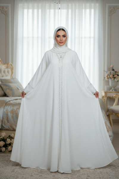 White Embroidered Grace Abaya - Image 3