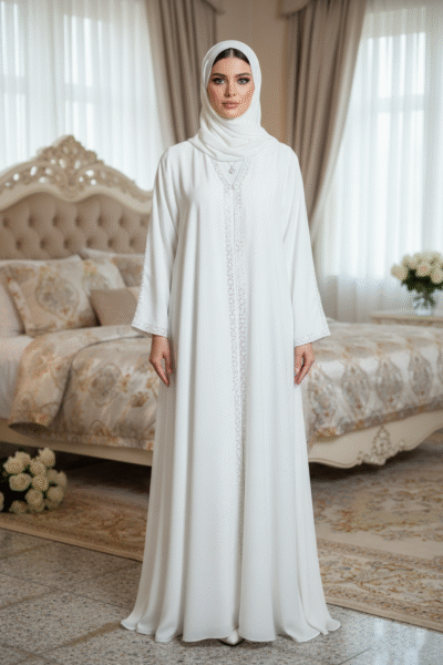 White Embroidered Grace Abaya - Image 6