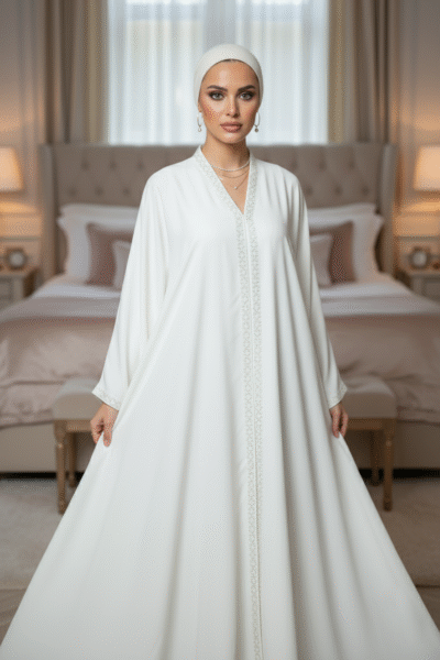 White Embroidered Grace Abaya