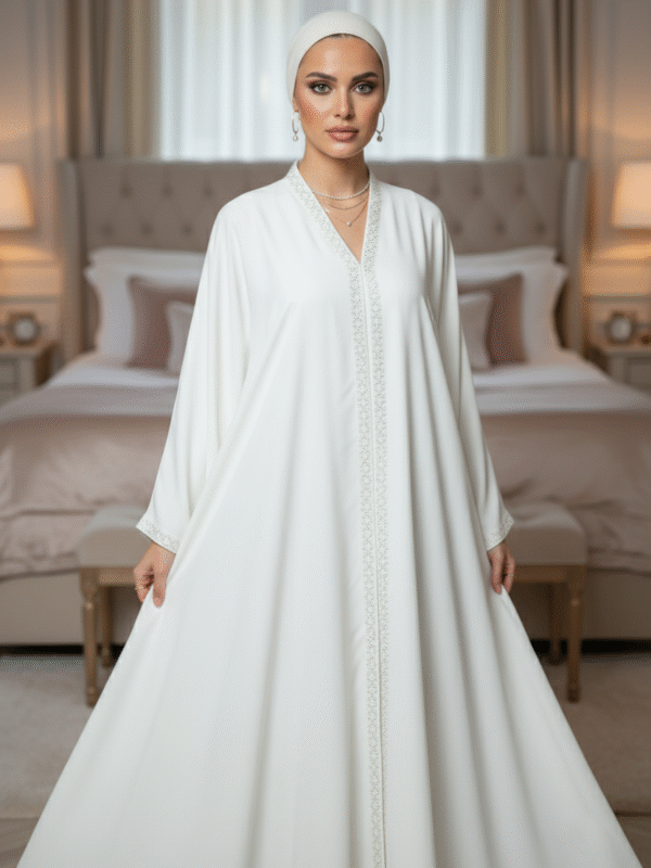 White Embroidered Grace Abaya