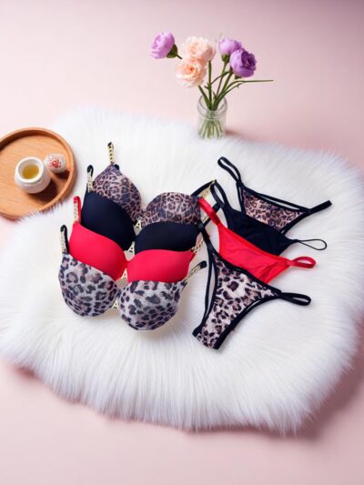 Chic Leopard Print Padded Seamless Bra - Image 5