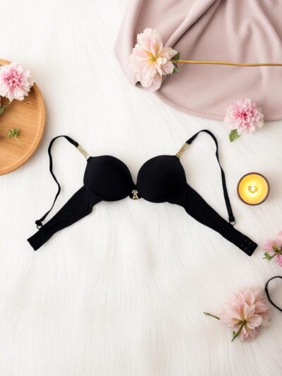 Classic Black Padded Seamless Bra - Image 4