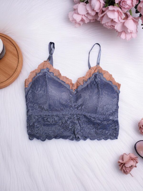 Smokey Blue & Bisque Dual-Tone Lace Bralette - Free Size