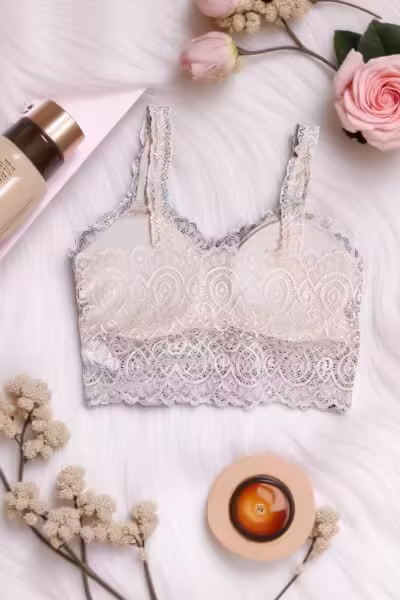 Beige Lace Comfort Bralette - Free Size - Image 4