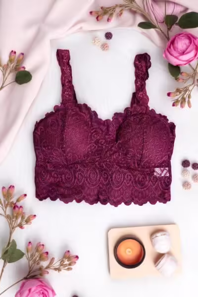 Burgundy Lace Comfort Bralette - Free Size
