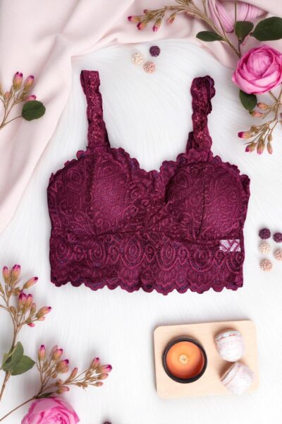 Burgundy Lace Comfort Bralette - Free Size
