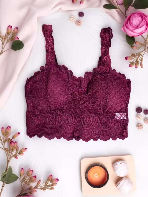 Burgundy Lace Comfort Bralette - Free Size