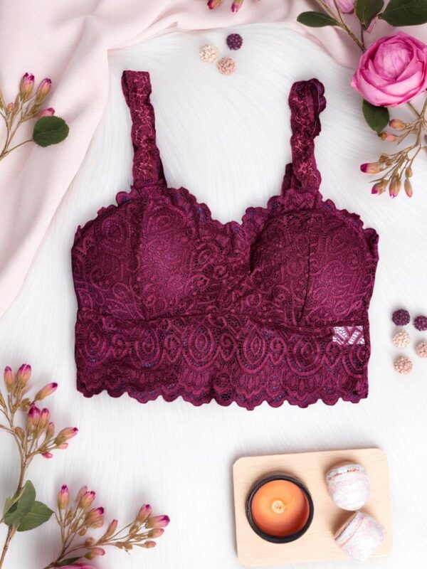 Burgundy Lace Comfort Bralette - Free Size