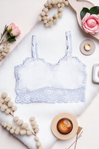White Lace Comfort Bralette - Free Size - Image 3