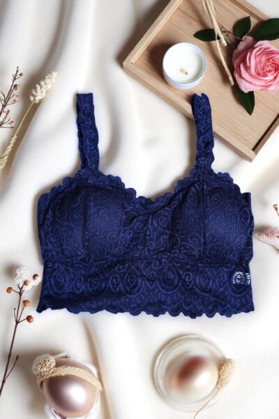 Navy Blue Lace Comfort Bralette - Free Size