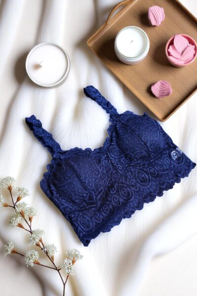 Navy Blue Lace Comfort Bralette - Free Size - Image 3