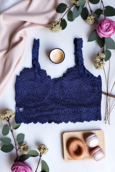 Navy Blue Lace Comfort Bralette - Free Size - Image 4