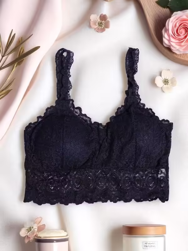 Elegant Black Lace Bralette - Free Size