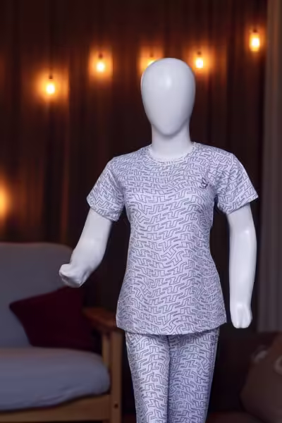 Modern Geometric Print Comfort Pajama Set - Image 3
