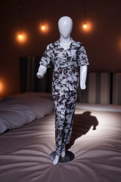 Abstract Marble Print Button-Up Pajama Set