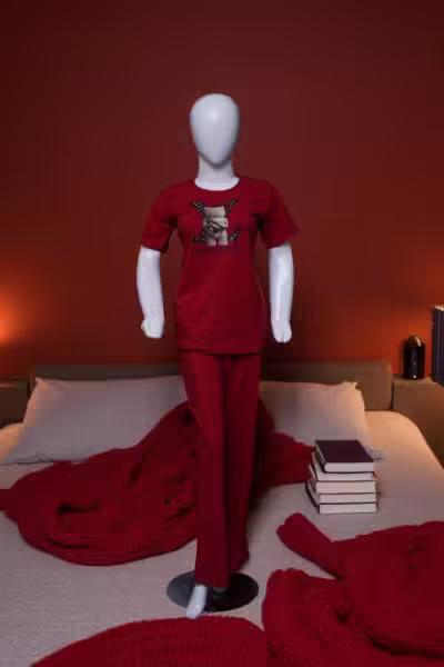 Bold Red "LV Bear" Comfort Pajama Set - Image 5
