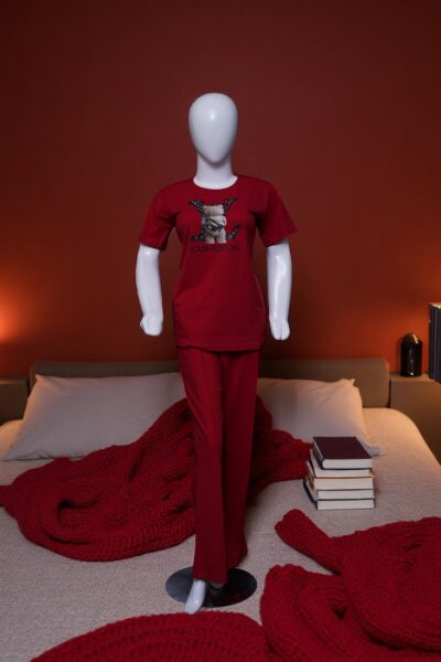 Bold Red "LV Bear" Comfort Pajama Set - Image 5