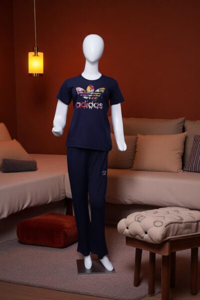 Chic Navy "Splash Trefoil" Comfort Pajama Set - Image 3