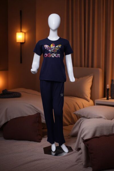 Chic Navy "Splash Trefoil" Comfort Pajama Set - Image 2