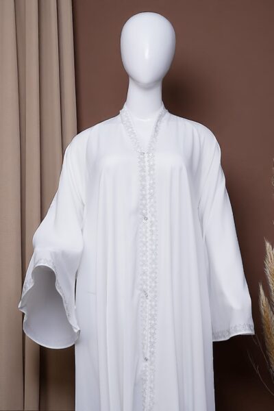 White Embroidered Grace Abaya - Image 2