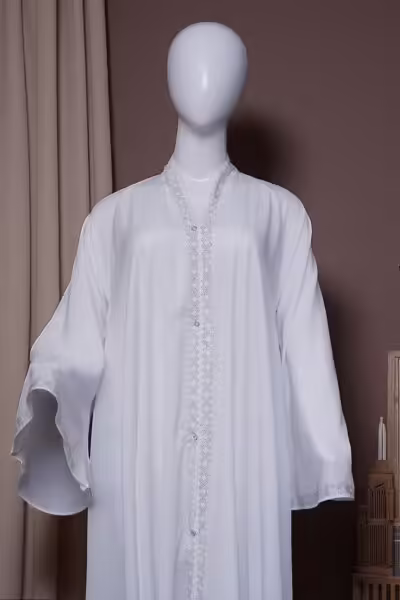 White Embroidered Grace Abaya - Image 5