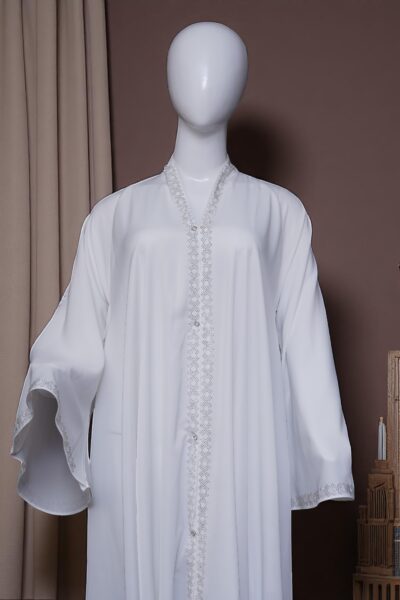 White Embroidered Grace Abaya - Image 5