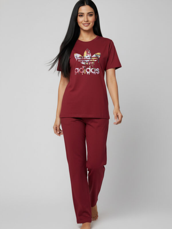 Bold Burgundy "Splash Trefoil" Comfort Pajama Set
