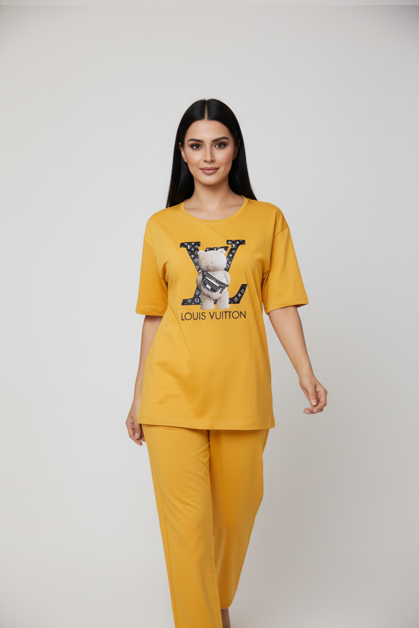 Sunny Yellow "LV Bear" Comfort Pajama Set