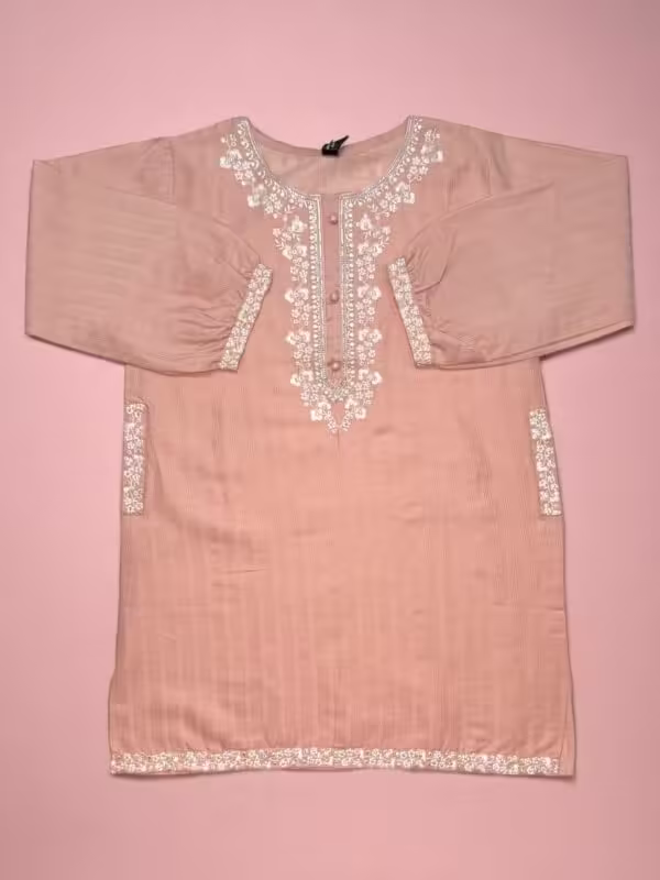 Charming Pink Cotton Embroidered Top