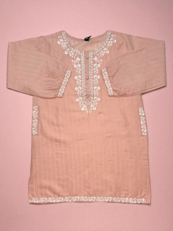 Charming Pink Cotton Embroidered Top