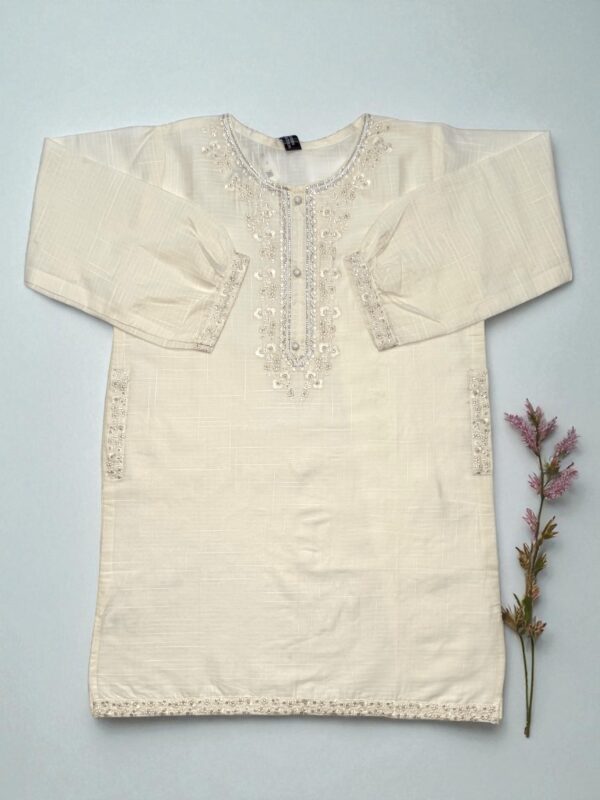 Elegant Off-White Cotton Embroidered Top