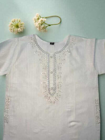 Crisp White Cotton Embroidered Top - Image 3