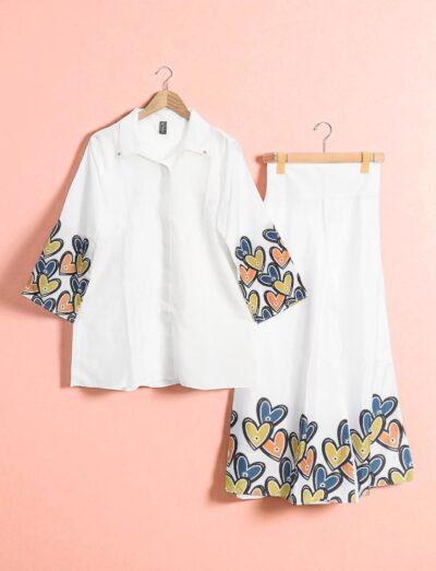 Chic 2-Piece Printed Shirt & Palazzo Set
