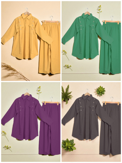Regal Purple Georgette 2-Piece Shirt & Palazzo Set - Image 2