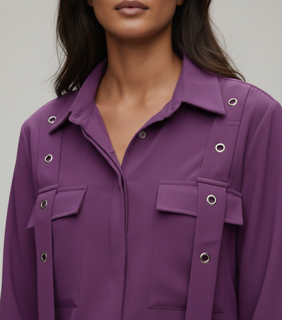 Regal Purple Georgette 2-Piece Shirt & Palazzo Set - Image 3