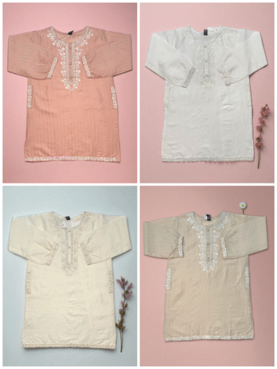Elegant Light Beige Cotton Embroidered Top with Lace Daman - Image 4