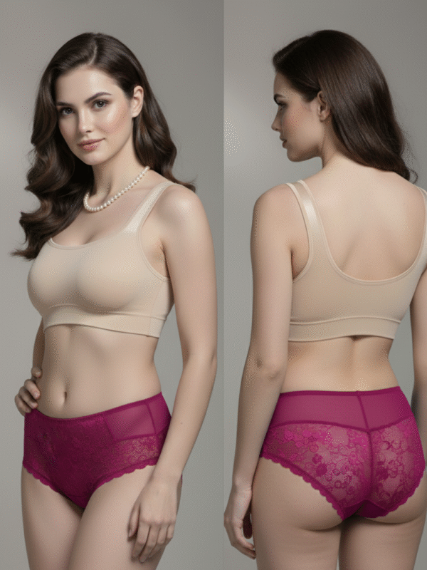 Imported Net Fancy Stylish Panty Maroon-Free Size