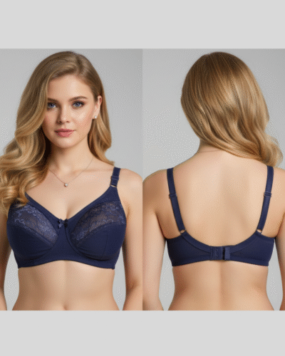 Super Fancy Net Half Cup Lycra Bra Blue - Image 3