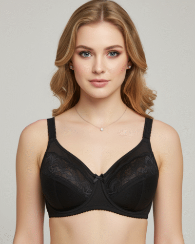 Super Fancy Net Half Cup Lycra Bra Black