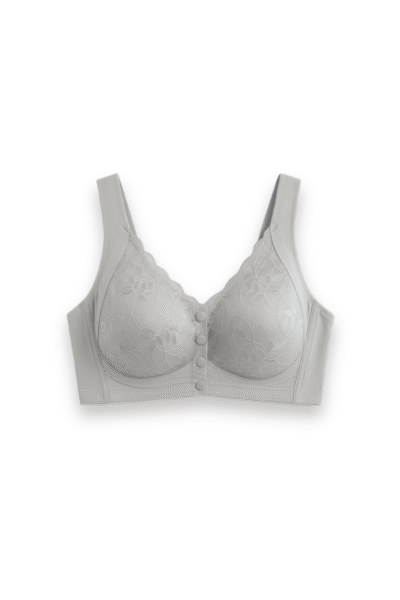 Front Button Padded Bralette Grey Color - Image 2