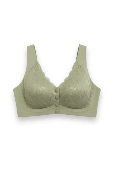Front Button Padded Bralette Green - Image 2
