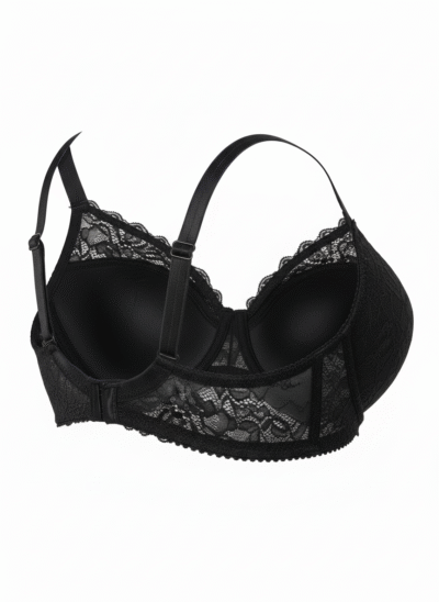 Fancy Net Padded Wired Bra Black - Image 3