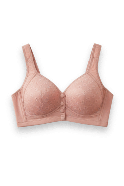 Front Button Padded Bralette Tea Pink Colour - Image 2