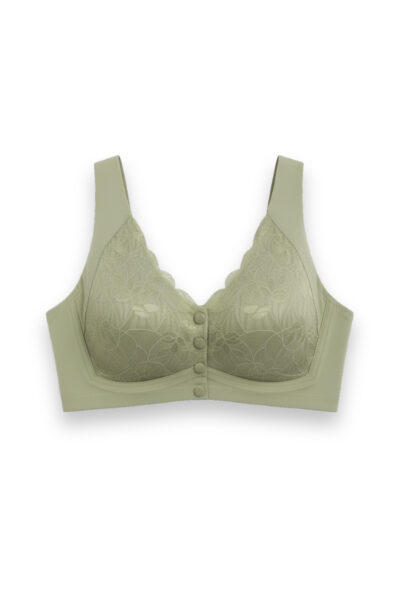 Front Button Padded Bralette Green - Image 2