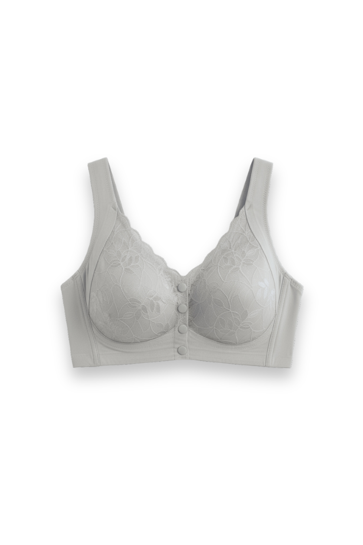 Front Button Padded Bralette Grey - Image 2