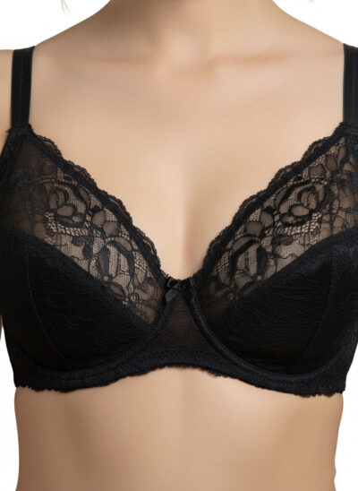 Fancy Net Padded Wired Bra Black - Image 4