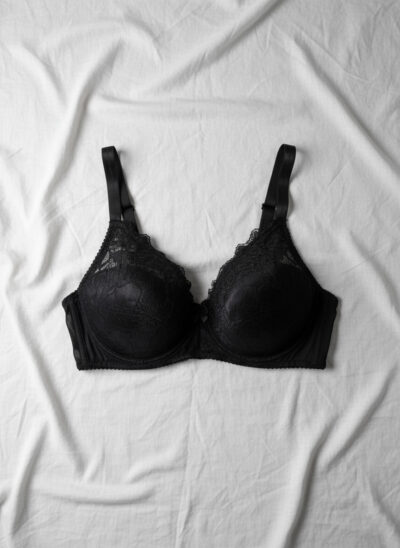 Fancy Net Padded Wired Bra Black - Image 2