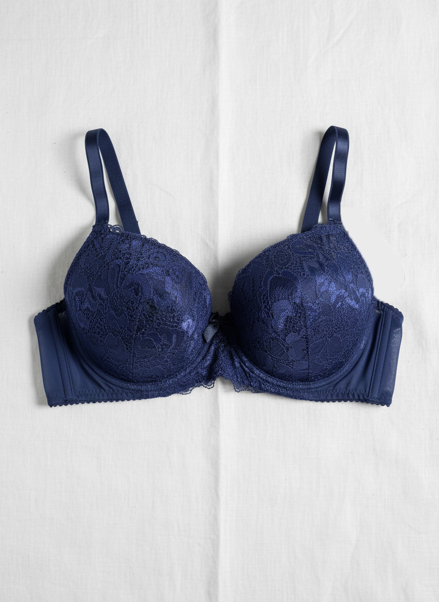 Fancy Net Padded Wired Bra Blue - Image 2
