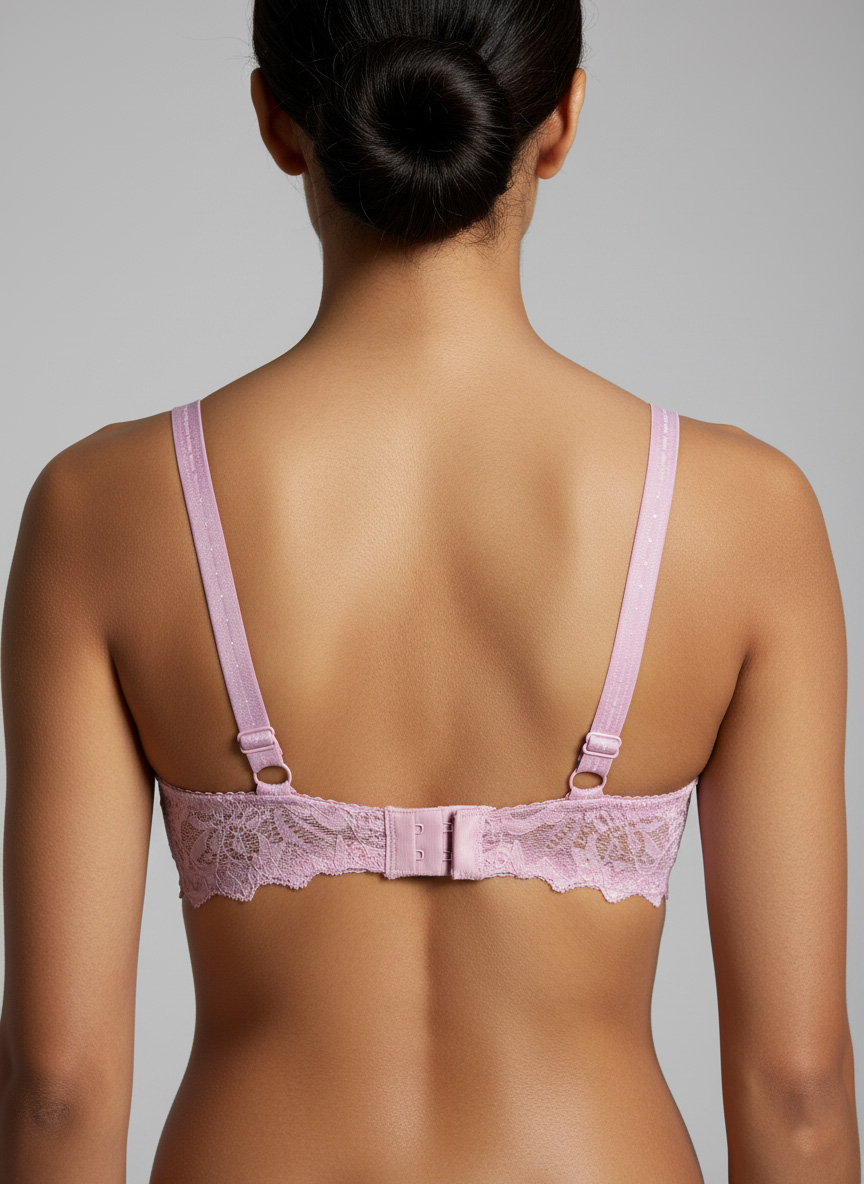 Fancy Net Padded Wired Bra Pink - Image 4