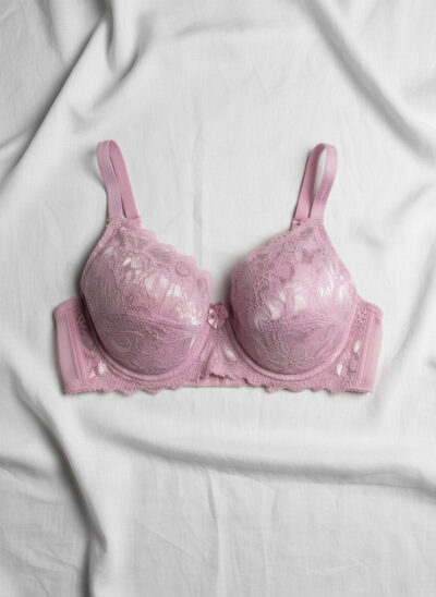 Fancy Net Padded Wired Bra Pink - Image 2